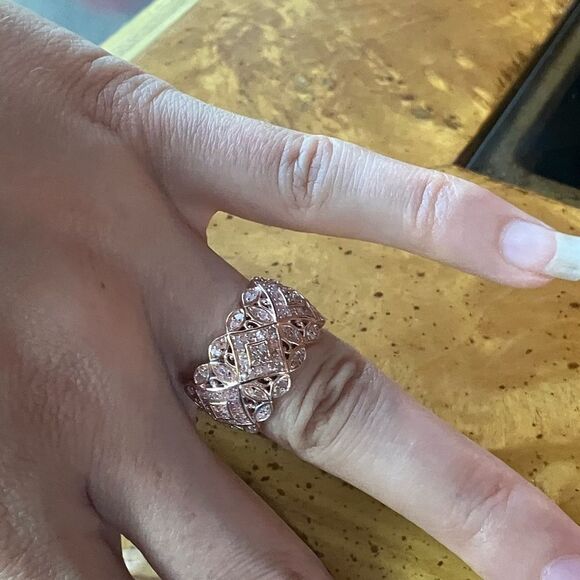 Natural Pink Diamond Sterling Silver Ring Size 6 - Picture 4 of 9